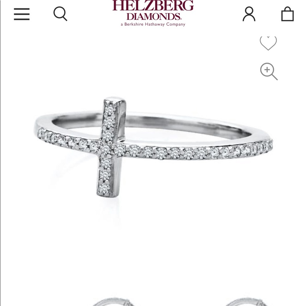 Sterling silver 1/8 ctw size 7 diamond cross ring